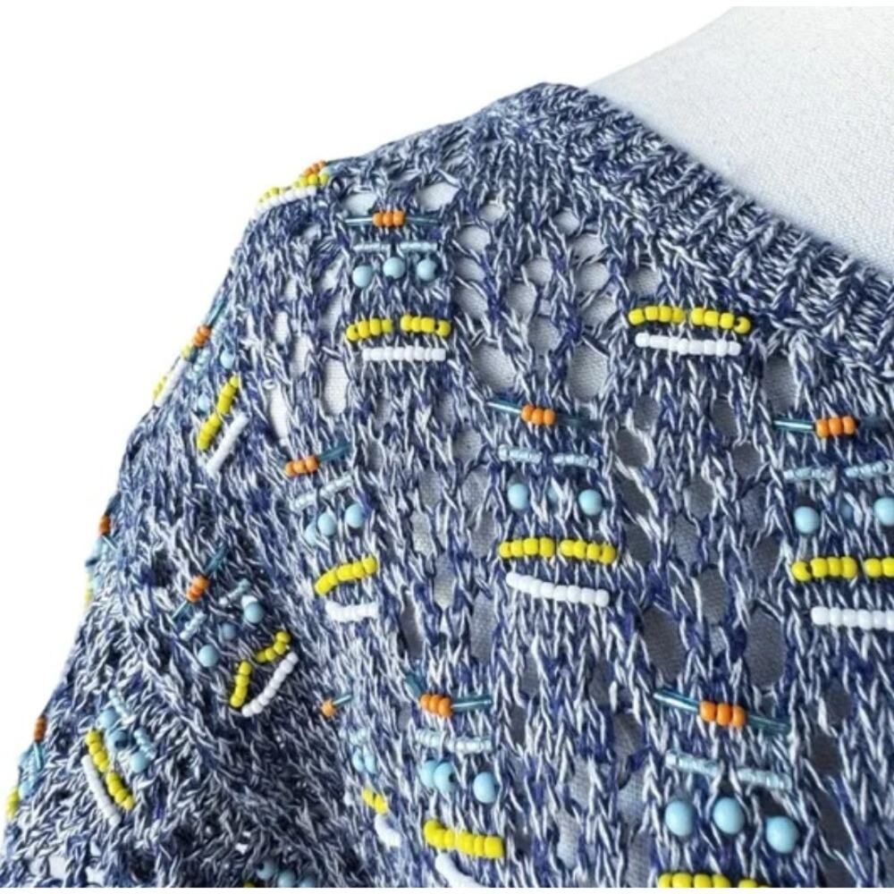 Anthropologie Edie Refracted Scarab Beaded Linen Cardigan | SMALL NWOT